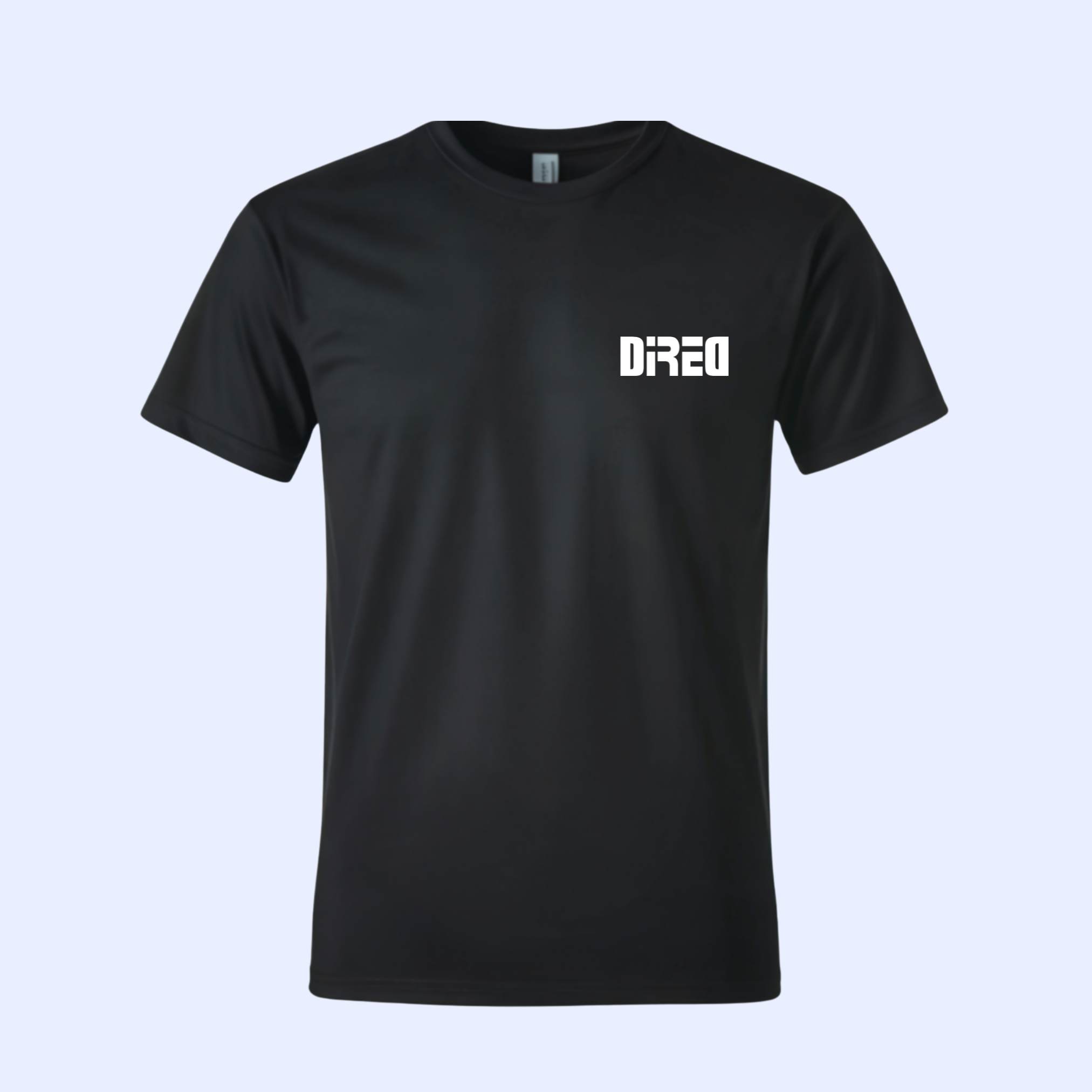 T-shirt noir avec logo Dired blanc sur la poitrine.